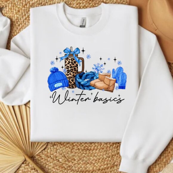 Winter Basic's (Blue) Sweatshirt, Cozy Sweatshirt (White) - Picture 2 of 2